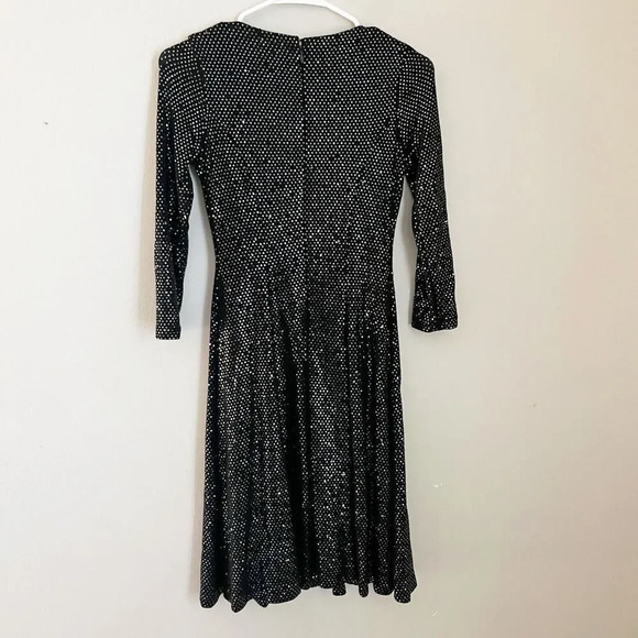 Calvin Klein Womens Black A Line Dress 2 Sequin Pleated Long Sleeve Semi-Formal - Picture 7 of 10